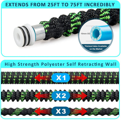 Expandable Garden Hose, Durable Flexible Water Hose, 9 Function Spray Nozzle