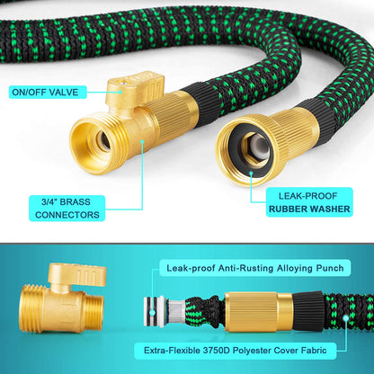 Expandable Garden Hose, Durable Flexible Water Hose, 9 Function Spray Nozzle